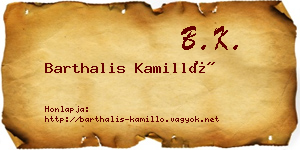 Barthalis Kamilló névjegykártya